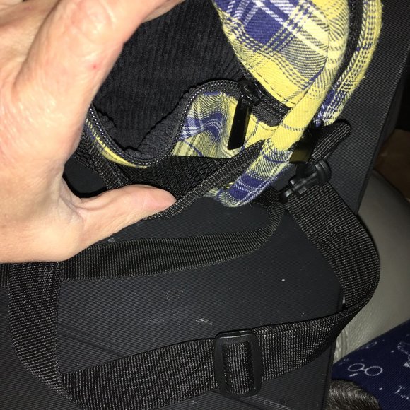 Mini Plaid Blue and Yellow Mini Backpack by Holly n Unisex Crossbody Bag Adjusta - Picture 5 of 10